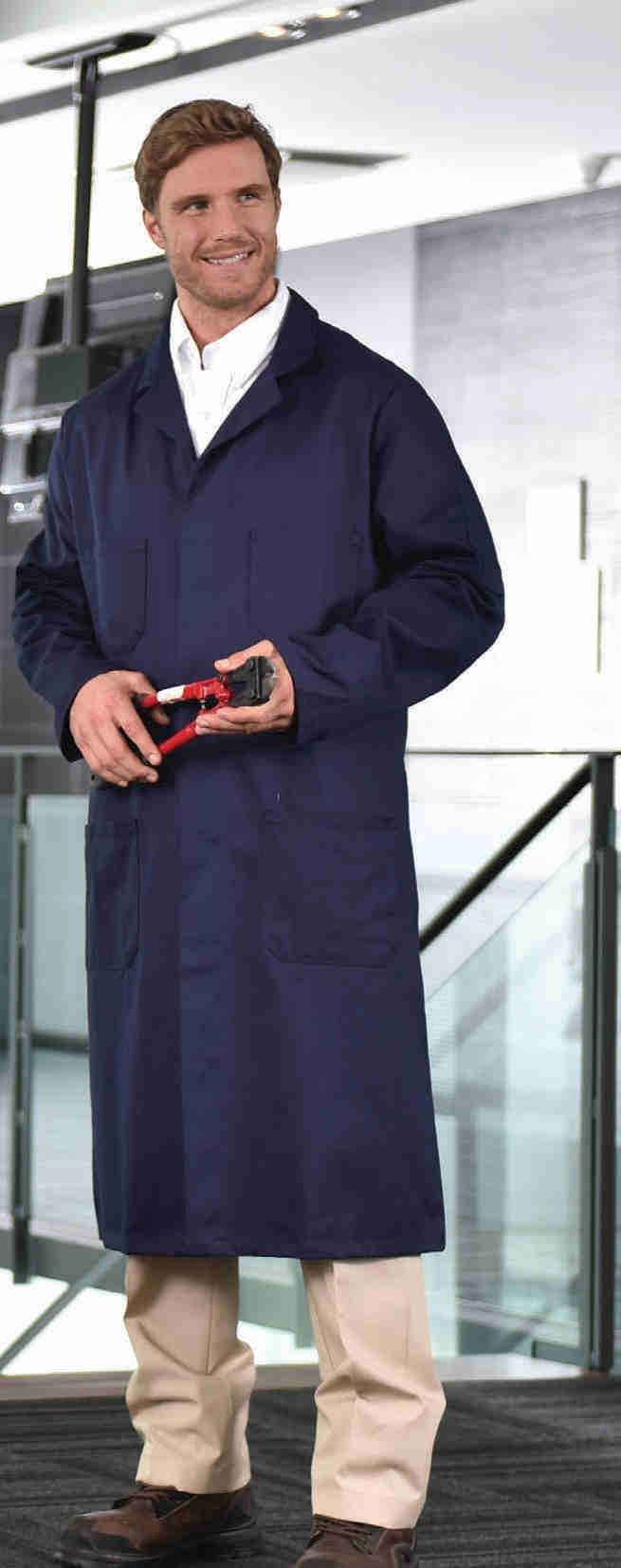 SHOP COATS shop Coat Made from comfortable material, this traditional design offers added convenience and utility with two chest and two thigh pockets plus a useful split-pocket on the sleeve.