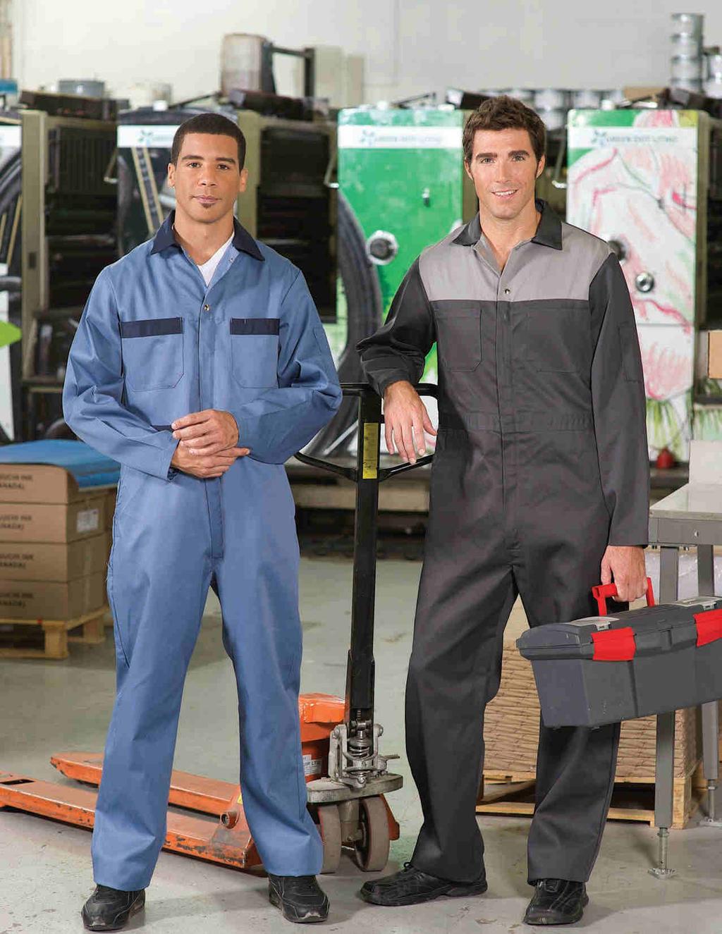 CONTRAST COVERALLS s419 s41558 Trimmed Coveralls Contrast trim details make this a distinctive coverall choice. The heavy weight 7.25 oz.