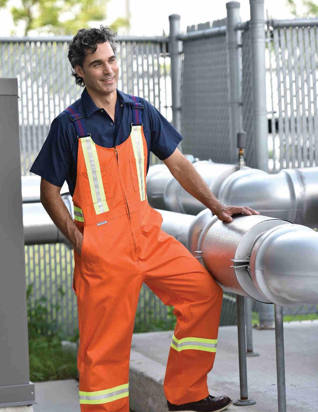 HI VIS 100% Cotton Orange Bib Overalls with Reflective Tape Essential work wear in any number of