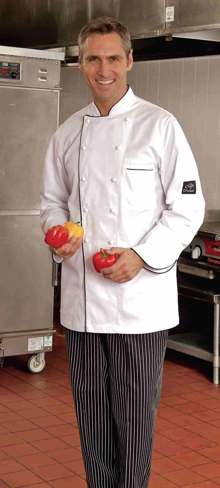 CHEF COATS Master Chef Coat A classic Asian inspired style with thin black piping