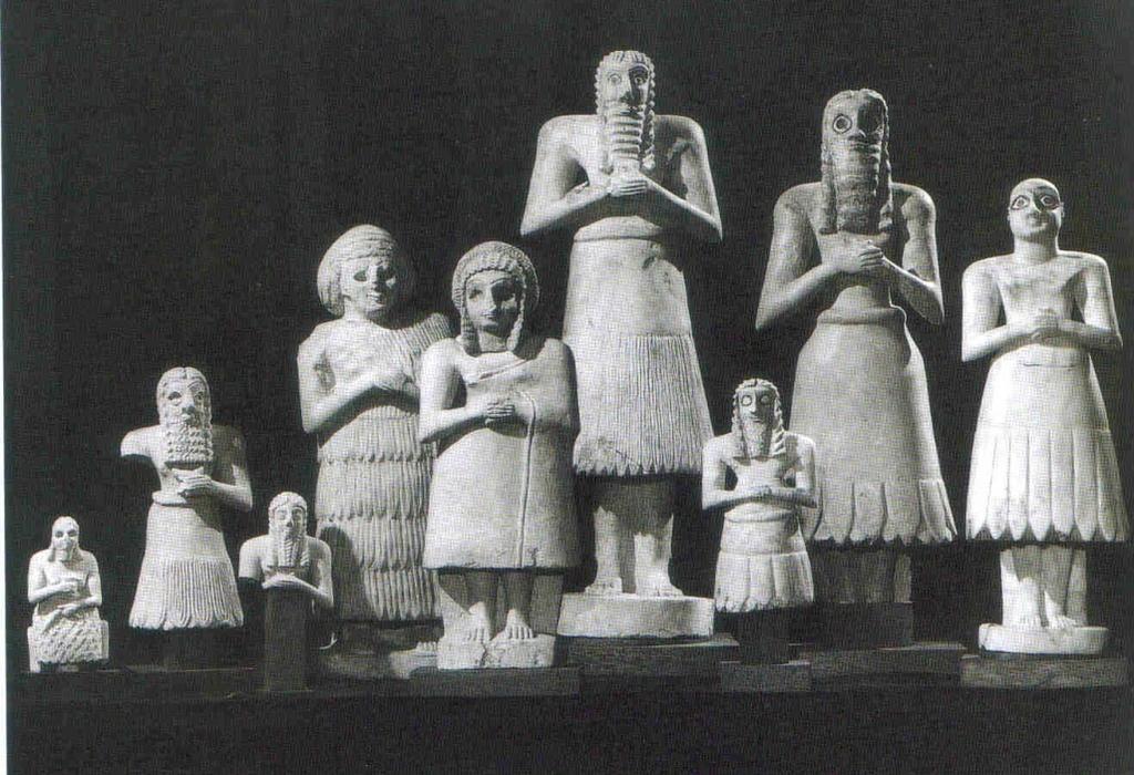 #14 Statues of votive figures, from the Square Temple at Eshnunna (modern Tell