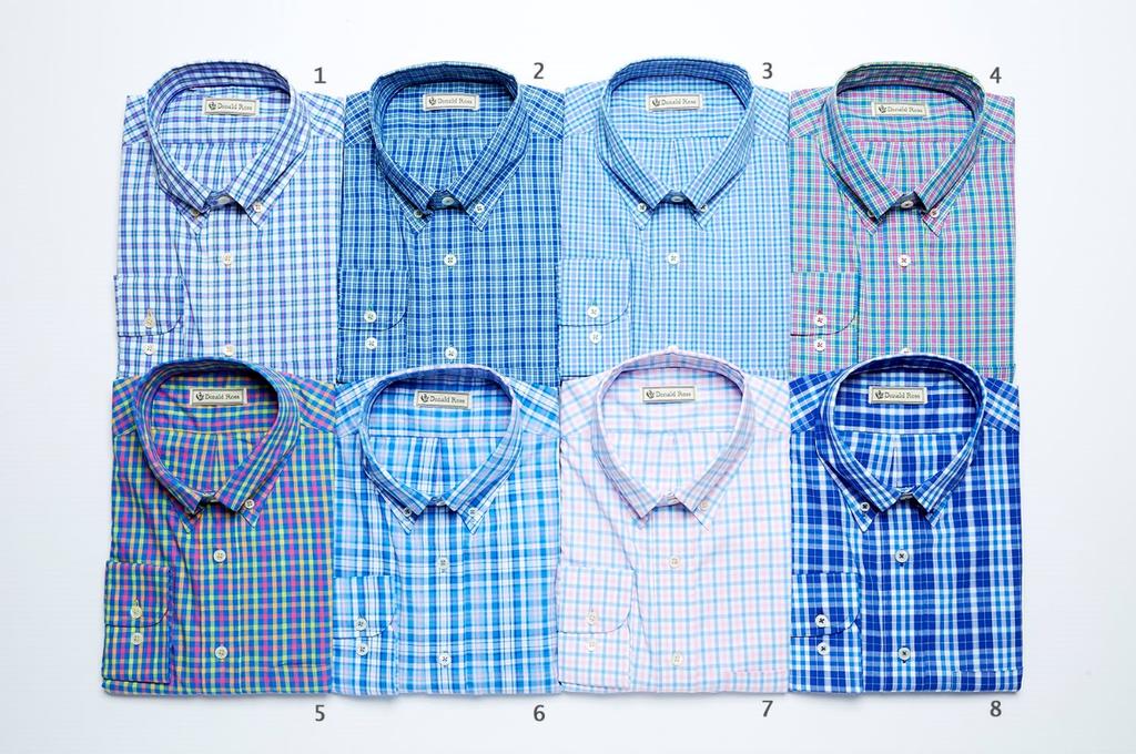 *Note ALL Donald Ross Sportswear woven shirts feature long sleeves, traditional 8-button front, 2 button adjustable cuffs, and 3-button, button-down collar.