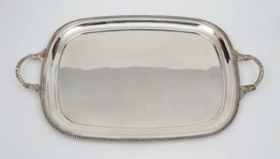 9 10 11 9 An Elizabeth II silver twin handled serving tray, maker Silver Heritages Birmingham, 1968, of
