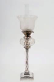 S, Birmingham, 1957, Corinthian columned on a loaded square stepped base, detachable nozzles, standing, 48cm high.