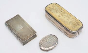 130-150 63 A George IV silver rectangular snuff box, maker Charles Reily & George Storer, London, 1829, the hinged lid decorated with partridge feeding in a field, having a scroll border, 8cm.