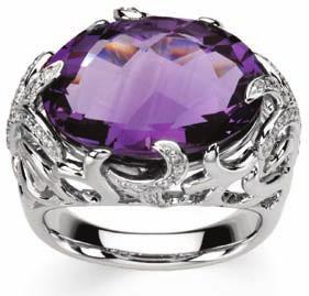 66429 Genuine Checkerboard Amethyst and 1 /4 ct tw Diamond Ring, 18x13, 14kt white, $2,139.