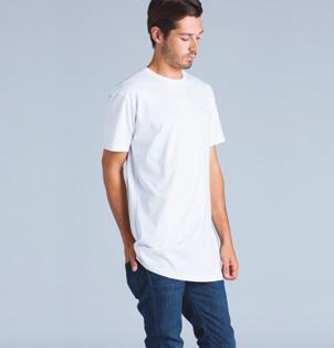 5013 Tall Tee Details: 180 GSM, 100% combed cotton t-shirt, shoulder to shoulder tape, preshrunk to minimise shrinkage, side seamed for a tailored fit.