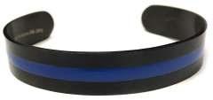 Public Safety / Military Jewelry:.5 Inch Thin Blue Line Stainless Steel Bangle.