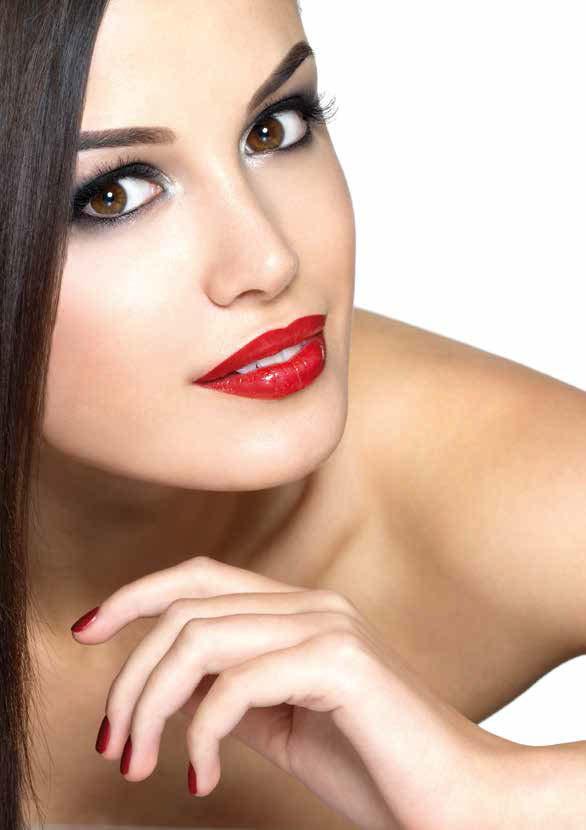 Colour Caress Model wearing BB Cream, Stylish Eye Shadow, Red Ravishing Lipstick and Lash Extreme Mascara.