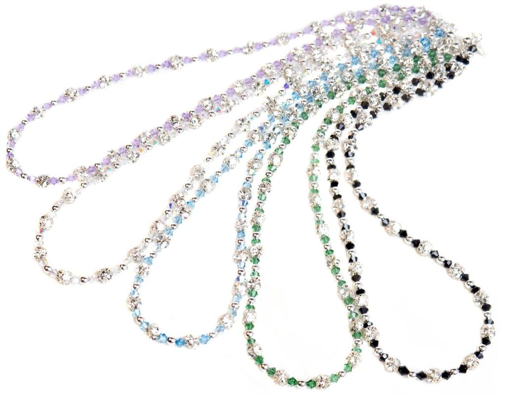 Sparkle Ball Necklace Violet AB Aqua Green Jet AB 18 inch Swarovski Crystal Necklace complemented with tiny