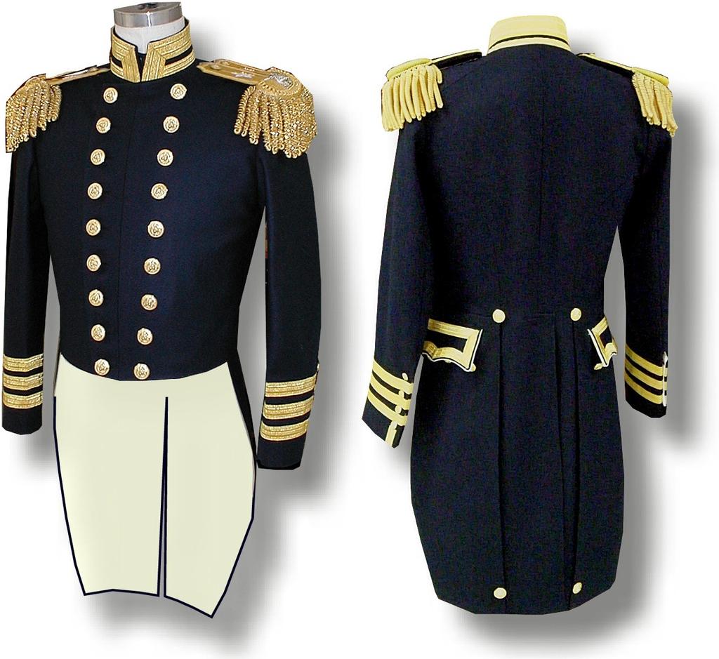 Page 24 Pre-Civil War era US Naval Officer Uniforms 1852 1861 The 1852 Full Dress Naval Officer Tailcoat and Trousers are shown below.