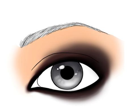 Step 3: Using black or charcoal eyeliner start at the bottom of the eye and draw a line from the inner side of eye to the outer side.