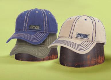 6 BALL CAP COLLECTION WAX COTTON LEATHER STC322-BUCK Cap with Leather Peak, T-Slide Closure