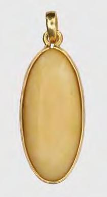 This large pendant proved to be made from dyed yellow bovine bone.