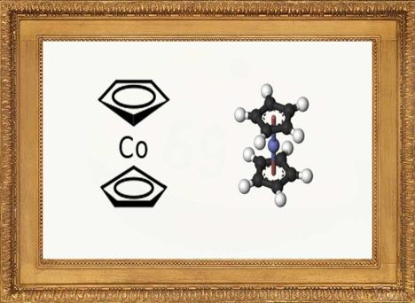Cobaltocene Organic molecules are based on carbon. Inorganic molecules are everything else. Inorganic atoms don't often form molecules with organic compounds.