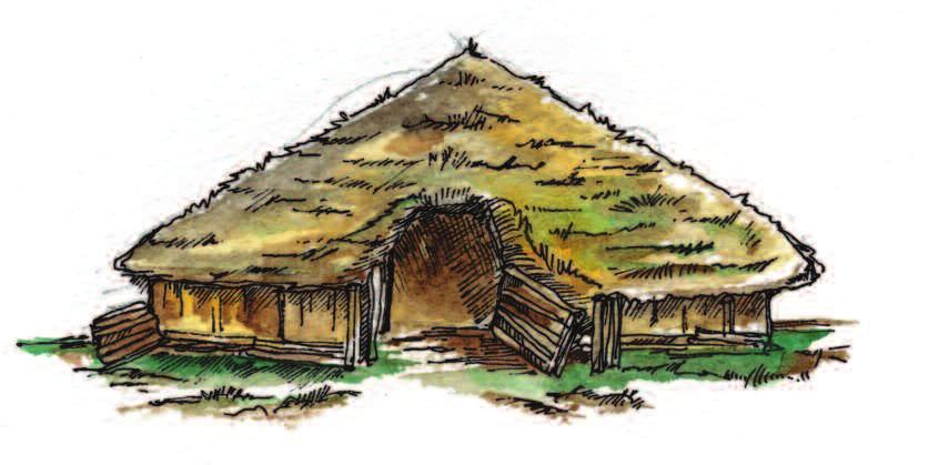 10 ILLUSTRATION OF A TYPICAL BRONZE AGE DWELLING 3 1 2 4 BURNT MOUND UNDER EXCAVATION AT