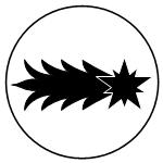 AWARD OF THE SABLE COMET OF ANSTEORRA Badge: A comet headed of a mullet of five greater and five lesser points fesswise