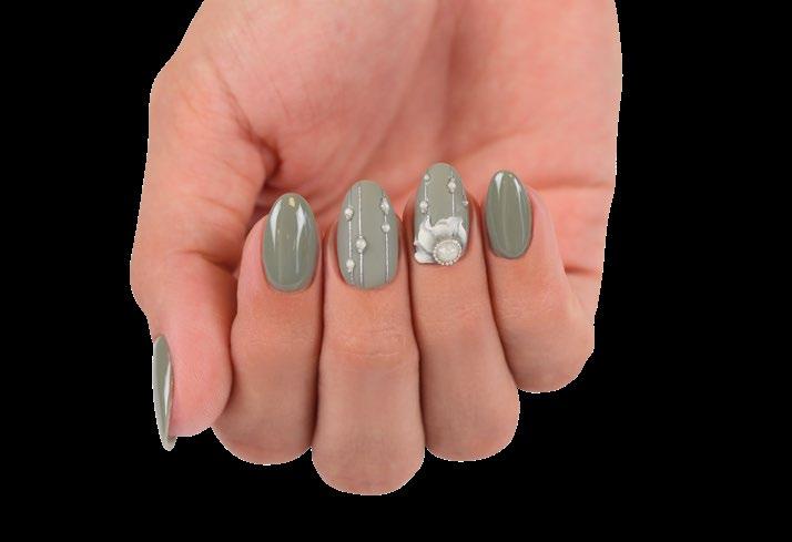 The nails made with the new 1S65 Military green One STEP CrystaLac, the