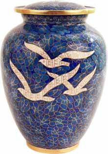 urn, decorated with copper wire and
