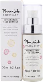 NOURISH: Golden Glow Illuminating Face Shimmer Product Description: Containing golden mineral powders to lift and define your complexion, and Active Tonka Bean Extract that emits light to give the
