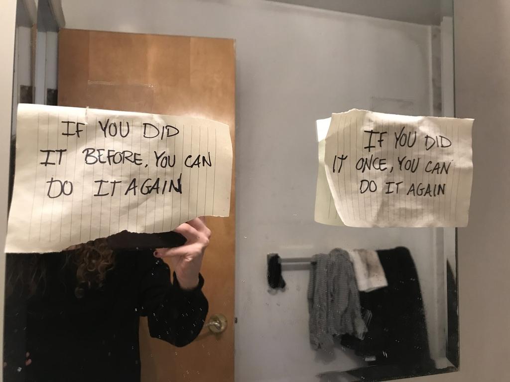 PHOTO: COURTESY AUTHOR. I keep these on my bathroom mirror to remind myself it's possible to stop picking (and serve as blinders). Sometimes they work.