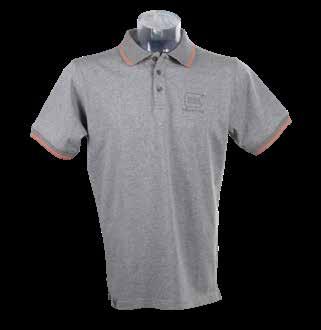 G17 POLO SHIRT MEN This short sleeve GLOCK Polo Shirt in melange grey features: 100% cotton, heavy jersey, ~200g/m 2 GLOCK Perfection logo print on left chest GLOCK 17 Logo print on back collar and