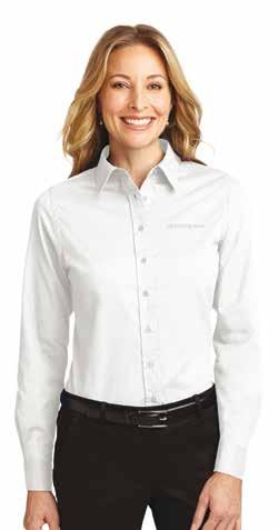 50 Ladies Easy Care Dress Shirt Features include open collar, feminine fit, no pocket, and adjustable cuffs on long sleeve. Ladies size chart E.