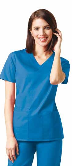 50 Wonder Work Ladies Short Sleeve Tunic Features include front snaps, vented sides, two large front patch pockets, and pen and cell pockets. Size chart H.