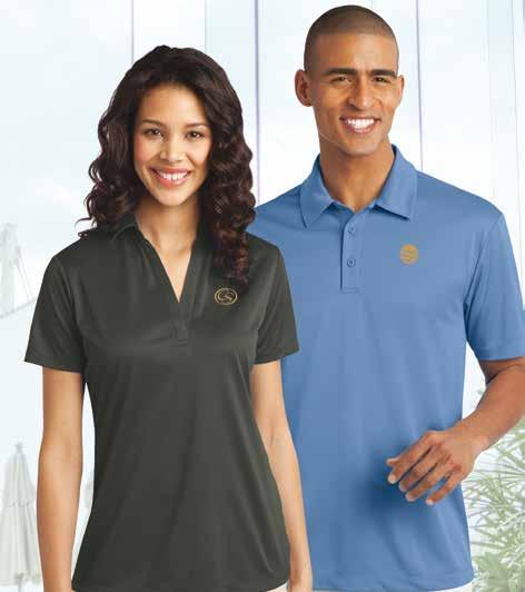 50 CI5576 Steel Grey CI1576 Tan Ladies Dry Mesh Polo Same as Men s style but with a feminine fit and four button placket. Size chart D. CI5576 XS-XL* $20.