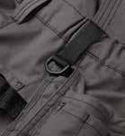 pocket liners for durability Heavy duty non-scratch fixing stud on waistband Brass YKK Zip Functional D-Ring External kneepad pocket Versatile hanging