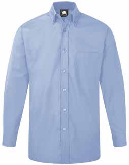 free oxford fabric Button down collar Regular fit Left chest pocket Box pleat at back yoke Cotton rich for comfort Sizes: 14 23 inclusive Fabric: 78% Cotton / 22% Polyester 63 Black Sky Lilac Black