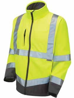 HI-VIS 73 HI-VIS SOFTSHELL Product code: 6530-30 Highly breathable and waterproof soft-shell jacket with microfleece lining Waterproof main front zip and chest pocket Shaped lower back Zipped hand