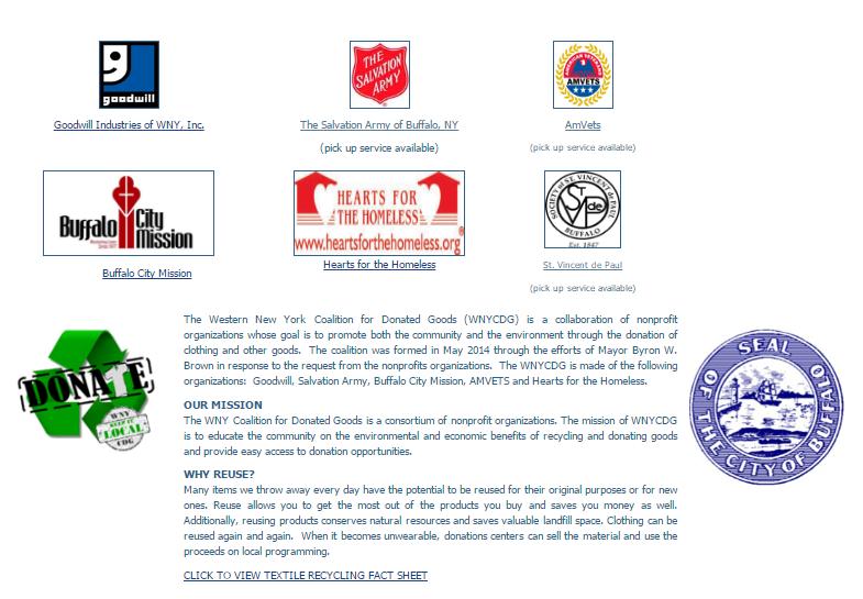 Western New York Coalition for Donated Goods Mission Statement: The WNY Coalition for Donated Goods (WNYCDG) is a consortium of nonprofit organizations.