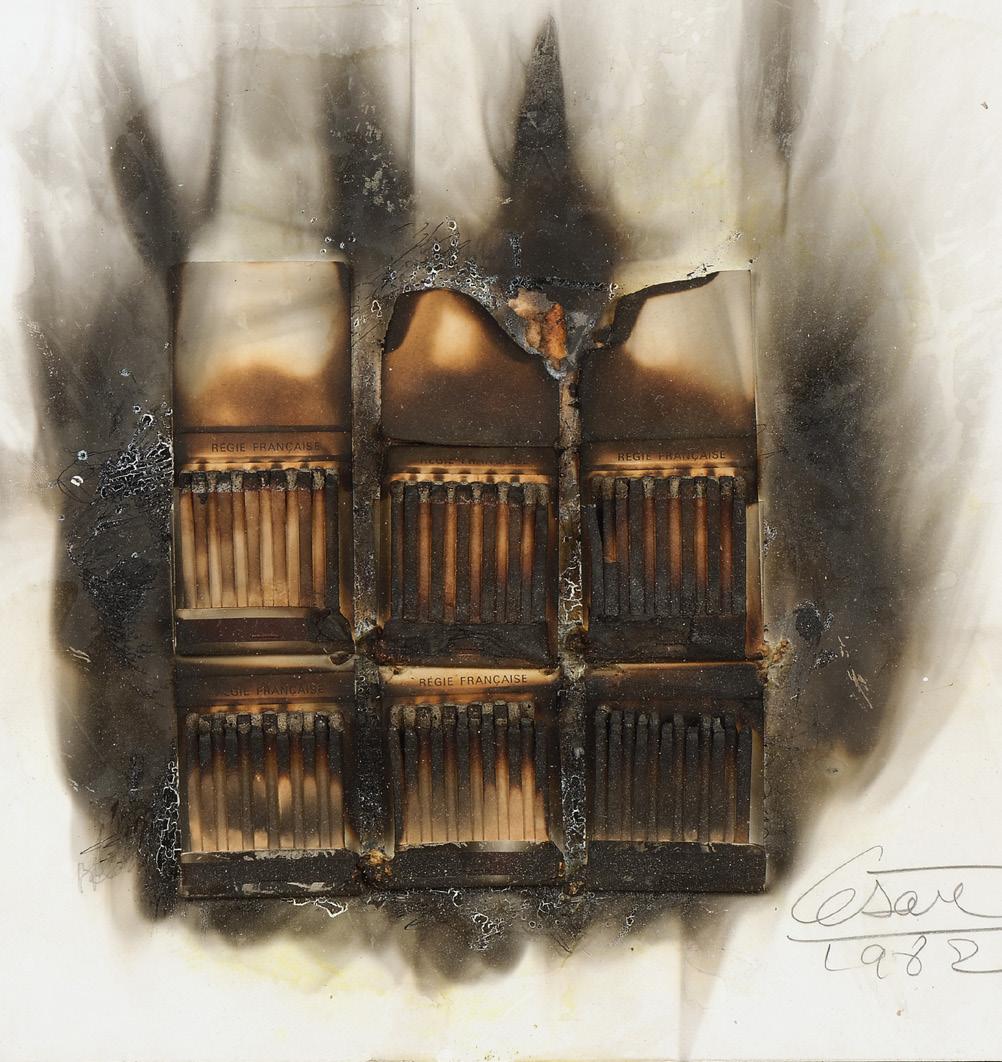 1982 Burnt matches, collage on paper signed 1982 and