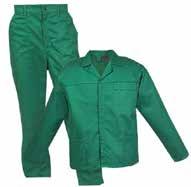 FLAME RETARDANT CONTI-SUIT Size: 30-64 (jackets) Size: 26-60 (pants) 220/230gsm fabric 100% Cotton Concealed YKK zip on jackets and pants Triple stitched shoulders, arm holes,