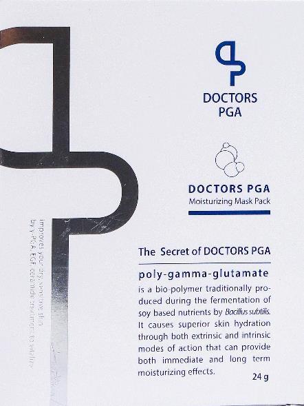 03. DOCTORS PGA Products DOCTORS PGA FOR YOUR SKIN Moisturizing Mask Pack 24 g X 10 ea A mask pack, where poly-γ glutamic acid (γ-pga) provides strong moisturizing effect, containing various