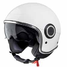 HEET VJ1 Jet helmet in AB material - Breathable, removable and washable inner lining - Chromed rim with piping around the edge - liding sun visor - icrometric fastener - izes from to - ECE 22.