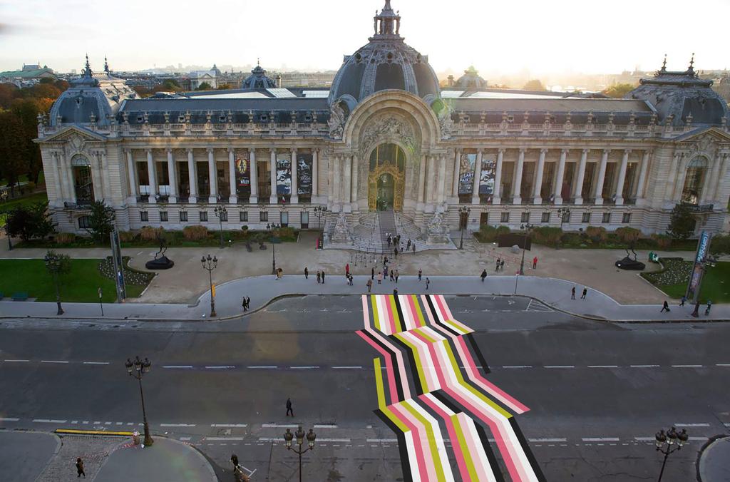 FIAC PROJECTS AVENUE WINSTON CHURCHILL Lang/Baumann Street Painting #10, 2018 Painting realized with removable foil on the street; 35 x 16 m Artwork