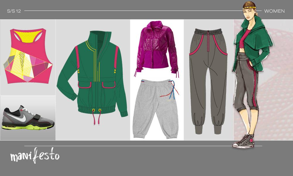 STUDIO - LOOK 2 Trench detail on windbreaker / Cotton fleece carrot sweatpants with banded ankle cuffs / Contrasting piping /