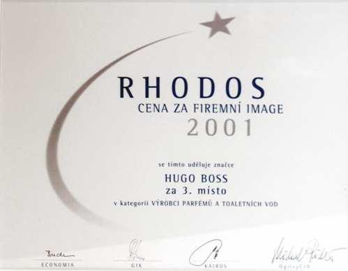 Awards for Glamour HUGO BOSS 3rd place RHODOS 2001 PRICE FOR BEST IMAGE ON THE MARKET