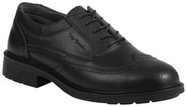 FW-BX-611 MENS BLACK SLIP ON SAFETY SHOE Steel Toe Cap & Midsole, Black Leather Safety Shoe to EN0345 S1P.