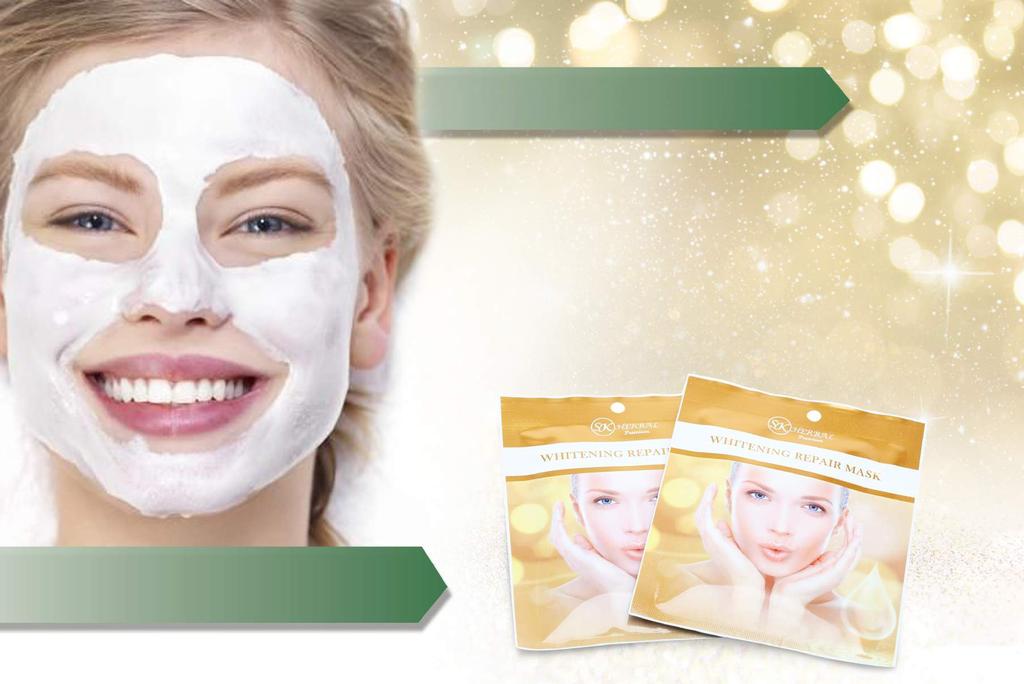 Whitening Repair Mask Combining powerful nourishment from natural and herbal extracts with advanced technology, this soft and delicate scrub is easily absorbed to enhance the natural cell