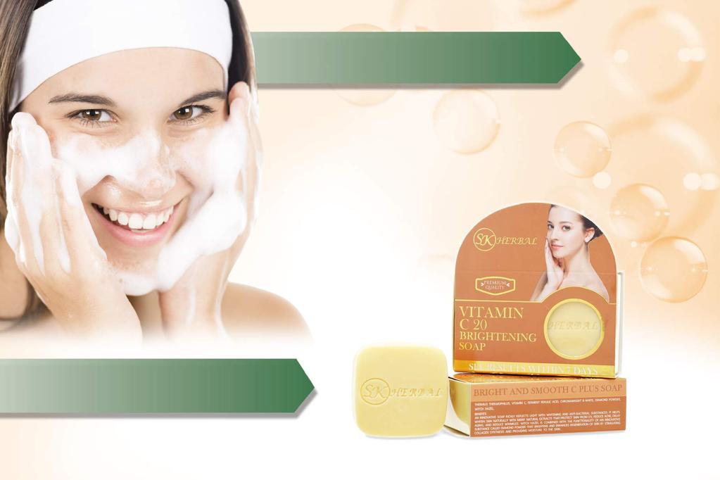 Vitamin C Brightening Soap This innovative soap contains natural ingredients which whiten skin, reflect light,and provide anti-bacterial cleansing and protection.