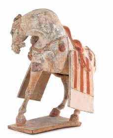 Louis, new York $400-600 2 a Painted Pottery Figure of a Prancing horse PossiBLY tang DYnastY the animal igure depicted standing