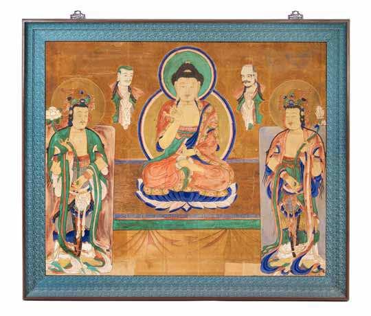 $800-1,200 489 a Korean Ink and color Painting on Silk 19tH CEntUrY depicting a seated robed