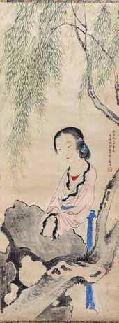 527 528 530 527* Wang tingna, Qian Lingxi, Shen Binru (20tH CEntUrY, 1916-2009, 1915-2008) Lady, Calligraphy, Chrysanthemum three ink and color on paper scrolls each signed and sealed 38 x 19 1/8