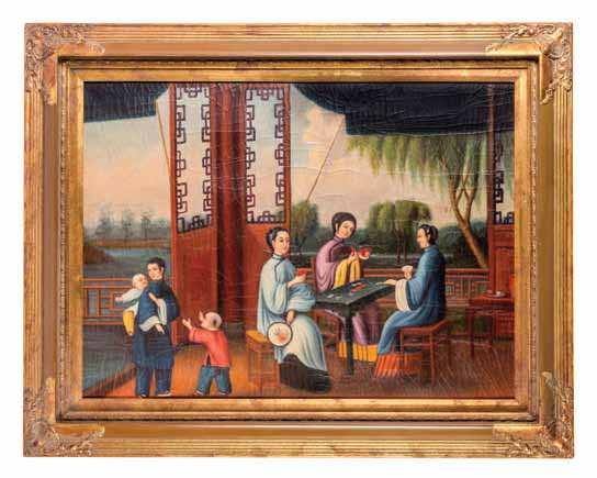 abramson, Chicago, illinois $200-400 550* two chinese Ink and color Paintings on Paper depicting lower-illed vases, scholar s objects and