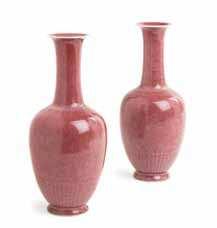 Property from a Canadian Collection $2,000-4,000 45 a Peachbloom Glazed Porcelain amphora Vase of slender form with rounded shoulders, covered overall in crush strawberry tone, the underside bearing