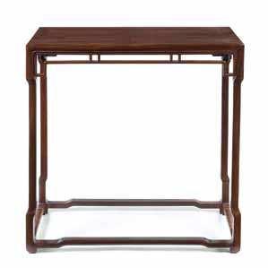 389 391 390 386 a chinese marble Inset hardwood Side table the rectangular top inset with a rectangular marble panel above reticulated aprons above on shelf, all raised on square sectioned legs.