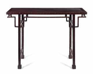 Property from a Canadian Collection $300-500 387 a chinese Jumu Kang Table the square top inset with a woven surface, above pierce carved aprons, raised on four square legs.